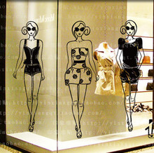 Бесплатная доставка Модная одежда стеклянные наклейки летние женские настенные наклейки магазин украшения 2024 - купить недорого