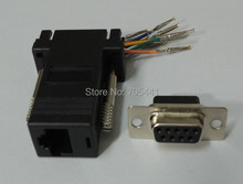 10pcs/lot Free Shipping High quality RS232 RS-232 DB9 9pin to RJ45 Female connector Adapter black 2024 - buy cheap
