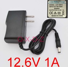 50PCS High quality 12.6V 1000mA 1A 5.5mm x 2.1mm Universal AC DC Power Supply Adapter Wall Charger US For lithium battery 2024 - buy cheap