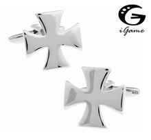 iGame Men Gift Cross Cuff Links Shinning Silver Color Copper Material Novelty War Cross Design Free Shipping 2024 - buy cheap