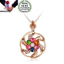 OMHXZJ Wholesale European Fashion Woman Girl Party Wedding Gift Colorful AAA Zircon 18KT Rose Gold Necklace Pendant Charm CA201 2024 - buy cheap