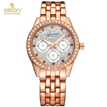 Kingsky relógio de pulso feminino, relógio analógico de quartzo para mulheres com caixa de liga, moda feminina 2020 2024 - compre barato