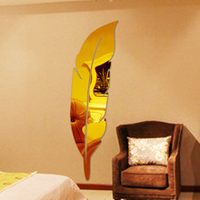 Lançamento espelho de penas adesivo decorativo de parede para sala de estar quarto acrílico arte diy espelho para console 2024 - compre barato