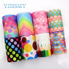 YJHSMY,I-18428-42,75 mm 5 Yards geometry Dots Ribbons Thermal transfer Printed grosgrain Wedding Accessories DIY material 2024 - buy cheap