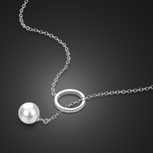 Collar largo de Plata de Ley 925 con colgante de perla, cadena de plata, joyería de plata 2024 - compra barato