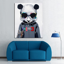 Best Gift Handpainted Modern Wall Art Picture Living Room Home Decor Abstract Cool Panda Cartoon Animal Oil Painting On Canvas 2024 - buy cheap