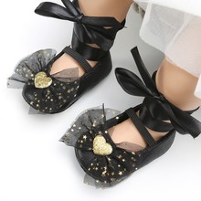Sapatos de princesa para meninas primavera outono, calçados para bebês meninas, com laço decorativo fofo para primeiros passos 2024 - compre barato