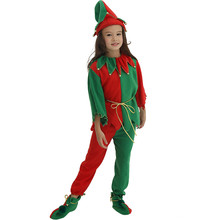 Kid Cosplay Dress Suit Boy Girl Performance Uniform Green Christmas Elf Clothes Santa's Costume Clothes Halloween 2024 - buy cheap
