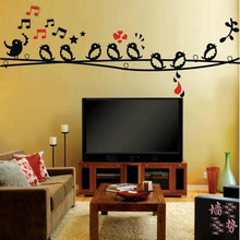 115x45cm cute little birds singing in the music note  branch removable art vinyl wall decor stickers 2024 - buy cheap