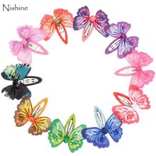 NISHINE 10pcs/lot Butterfly Printed Hair Ribbon Bows Hair Clip Bows Baby Girls Bobby Pin Children Hair Pins Hair Accessories 2024 - buy cheap
