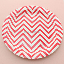 24 pcs 9 "Red Chevron Natal Aniversário Pratos De Papel Redondo, Partido Sobremesa Pratos De Papel DIY Decoração Do Partido Descartável utensílios de mesa 2024 - compre barato