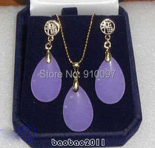 LHX5401S>>>>>Purple Fortune Pendant Natural stone Necklace Earrings Set 2024 - buy cheap