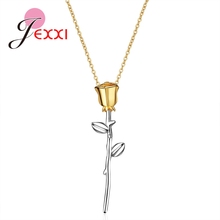 Sweet Romantic Style New Arrival Rose Flower Pendant For Woman Girls Valentines Day Gift 925 Sterling Silver Necklace 2024 - buy cheap