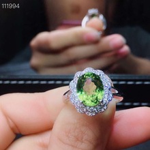 Натуральное и настоящее Перидот кольцо из стерлингового серебра 925 пробы оптовая продажа ювелирных украшений драгоценный камень 8*10 мм 2024 - купить недорого
