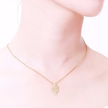 Wholesale 10pcs Stainless Steel Choker Collier Tiny Cactus Pendant Necklace For Women Men Jewelry Hawaii Saguaro Cactus Necklace 2024 - buy cheap