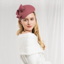 Lady New Fashion Winter Fedoras Cap Women Elegant Wedding Dress Hat Banquet Party Bowknot Felt Hats Woolen Travel Hat 2024 - buy cheap