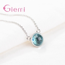 New Arrival Charm Lack Blue Crystal Rhinestone Beads Pendant Necklace 100% 925 Sterling Silver  For Women Wedding Jewelry 2024 - buy cheap