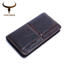 Cowather 2019 100% superior vaca carteira de couro genuíno de alta qualidade homens carteiras novo design masculino bolsa cartilha q9320 frete grátis 2024 - compre barato