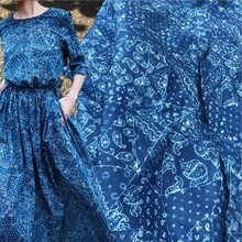 High quality ramie fabric Blue Star Month Digital Printing material High-end summer thin-style gown dress for women tissu 2024 - buy cheap