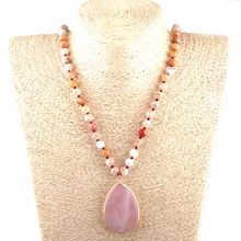 MOODPC Fashion Bohemian Tribal Jewelry Semi- Precious Stones Long Knotted Stone Pendant Necklaces 2024 - buy cheap