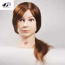 Cabeza de Maniquí de pelo 100 humano Real para peluquería, cabeza de entrenamiento de 16 pulgadas, cabeza de práctica de peluquería, peinados, cabeza de entrenamiento de maniquí 2024 - compra barato