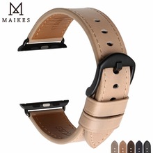 MAIKES Top Genuine Leather Watch Strap Replacement For Apple Watch Band 44mm 40mm 42mm 38mm Series 4 3 2 1 iWatch Watchbands 2024 - buy cheap