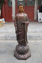 Оптовая продажа с завода, 31 Тибетский буддизм, статуя Будды из чистой бронзы с лотосом Rulai Sakyamuni 2024 - купить недорого
