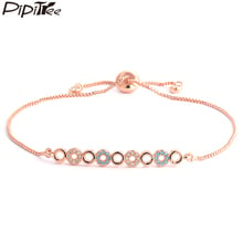 Pipitree Copper Adjustable Chain Mini Circles Charm Bracelet Clear Blue CZ Zircon Micro Pave Tennis Bracelets for Women Jewelry 2024 - buy cheap