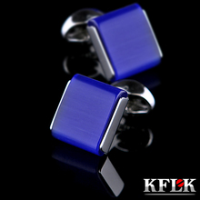 KFLK Jewelry shirt Fashion cufflinks for mens Brand Blue cuff links Button male High Quality Luxury Wedding Groom guests 2024 - buy cheap