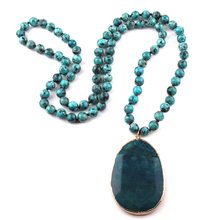 MOODPC Fashion Bohemian Tribal Jewelry Long Knotted Stone Pendant Necklaces Women Ethnic Necklace 2024 - buy cheap