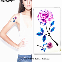Nu-TATY Noble фиолетовая Роза Временные татуировки для тела художественные наклейки на руку 17*10 см Водонепроницаемая поддельная хна безболезненная татуировка 2024 - купить недорого