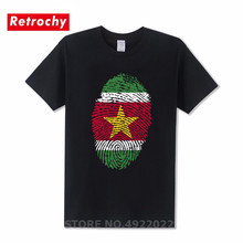 Suriname Flag Fingerprint T Shirts Men Round Neck Cotton T-Shirt Fashion Hip Hop Urban Brand Tshirt Suriname Thumbprint Clothing 2024 - buy cheap