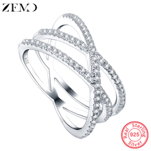 ZEMO AAA Cubic Zirconia Pave Rings Real 925 Sterling Silver Ring Luxury Rhinestone Jewelry Engagement Accessories Women's Gifts 2024 - buy cheap