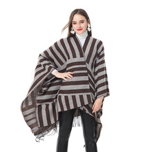 TieSet Элитный бренд 2018 Для женщин зимний шарф теплее шаль одеяло в полоску вязать Обёрточная бумага Кашемир Пончо Накидки пашмины 160 2024 - купить недорого