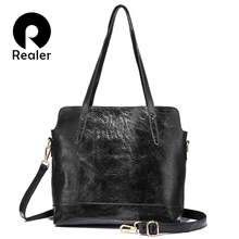 REALER женская сумка из натуральной кожи, сумка-тоут, Женская Большая вместительная сумка на плечо, женская сумка-мессенджер через плечо, брендовый дизайн 2024 - купить недорого