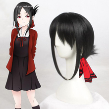 Anime kaguya-sama: Love is War Shinomiya Kaguya Peluca de Cosplay Halloween negro cabello sintético mujeres adultas peluca + gorro de peluca 2024 - compra barato