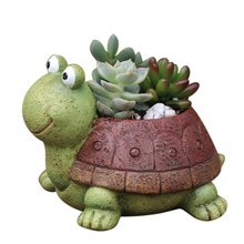 Resin Mini Tortoise Flower Pot Balcony Garden Plant Planter Animal Garden Planter Ornament Home Office Decor Garden Supplies New 2024 - buy cheap