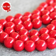 Cuentas sueltas de perla de concha roja oscura para mujer y niña, diseño de joyería, para collar y pulsera, 4, 6, 8, 10, 12 y 14mm, 15 pulgadas 2024 - compra barato