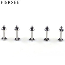 PINKSEE HOT Wholesale 5pcs Lots Stainless Steel Labret Barbell Lip Spiked Stud Piecing Ring 2024 - buy cheap