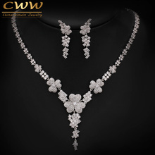 2019 New Luxury AAA Cubic Zirconia Micro Paved Big Bridal Earrings Necklace Jewelry Sets For Wedding Engagement Party T250 2024 - buy cheap