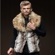 New High Quality Luxury Male Mens Faux Fur Hoodies Jacket Vest Winter Fashion Sleeveless Hooded Outerwear Slim Vest Coats 2024 - buy cheap