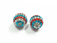 Newest ! 20mm 100pcs/lot Red/Clear/Blue Striped Resin Rhinestone Ball Beads 2024 - buy cheap