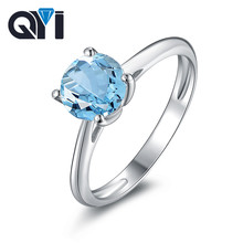 Anel de casamento para mulheres, prata esterlina 925 natural céu azul topázio aliança de noivado 1.25 ct redondo anéis com pedras preciosas para mulheres 2024 - compre barato