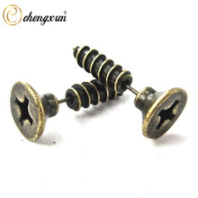 CHENGXUN-pendiente de cadera para hombres y mujeres jóvenes, Piercing para la oreja, tornillo cruzado 3D, hélice, forma de uña, pendientes de tuerca, joyería Punk de moda 2024 - compra barato