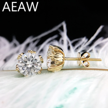 AEAW-pendientes con forma de flor para mujer, de oro amarillo de 14K, 2ctw, 4ctw, DF, Diamante de moissanita, Push or Screw Back 2024 - compra barato