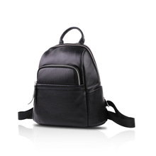 Mochila feminina de couro legítimo preto, bolsa nova moda de alta qualidade para mulheres, mochila de ombro para viagem, 2019 2024 - compre barato