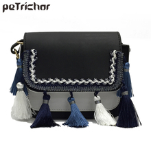 Petrichor Vintage Ethnic Shoulder Bag Female Tassel PU Leather Women Messenger Crossbody Bags Small Handbag Ladies Purses Bolsa 2024 - buy cheap