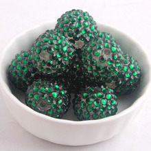 Kwoi vita Dark Green color Resin Rhinestone Ball  beads  Wholesales  AAA Quality 20mm Chunky 100pcs/lotfor Kids Girl  Jewelry 2024 - buy cheap