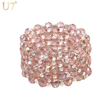 Pulseiras femininas de cristal u7, 6 opções de cores em preto e rosa, bracelete para mulheres h723 2024 - compre barato