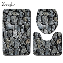 Zeegle 3d Bathroom Carpet Bath Mats Set Toilet Carpets Non SlipToilet Seat Cover Mat Pedestal Rug Shower Room Mat Set 2024 - buy cheap